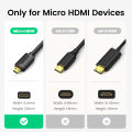 UGREEN Micro HDMI 4K/60Hz 3D Effect Micro HDMI to HDMI Cable High Speed Male to Male For GoPro Sony Projector HDMI.