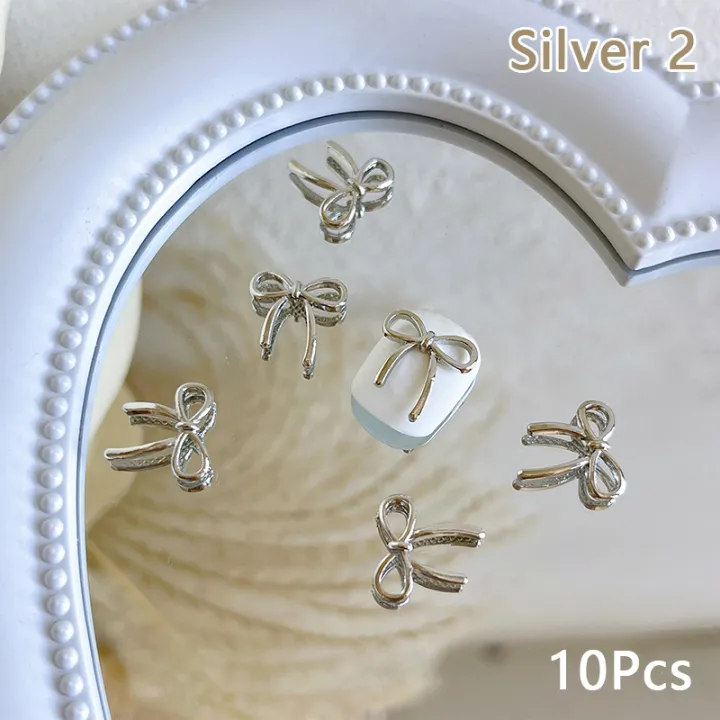 10pcs%20Bow%20Deco%20Nail%20Art%20Charm%203D%20Silver/Gold%20Bowknot%20Ribbon%20Nail%20Decor%20Parts%20DIY%20Luxury%20Manicure%20Accessories%20-%20Image%207
