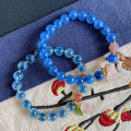 Jingyao Natural Blue Sugar Heart Agate Bracelet Bell Powder Crystal Rose Crystal Love Blue Crystal Wholesale.