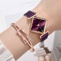 Women Square Watch Bracelet Set Luxury Ladies Quartz Magnet Buckle Gradient Color Watches Relogio Feminino for Gift Clock. 