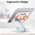 Tablet Stand Holder for Desk, 360°Rotating Adjustable Aluminum Portable Stand Holder Desktop Foldable Dock Heavy Duty Metal Base Compatible with iPad 7/8/9th,iPad Air 5/4,iPad Pro 11/12.9. 