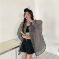 2022 New Summer Long Sleeve Chiffon White Shirt Women Transparent Button Sun Protection Ladies Blouse Beach Female Clothing.