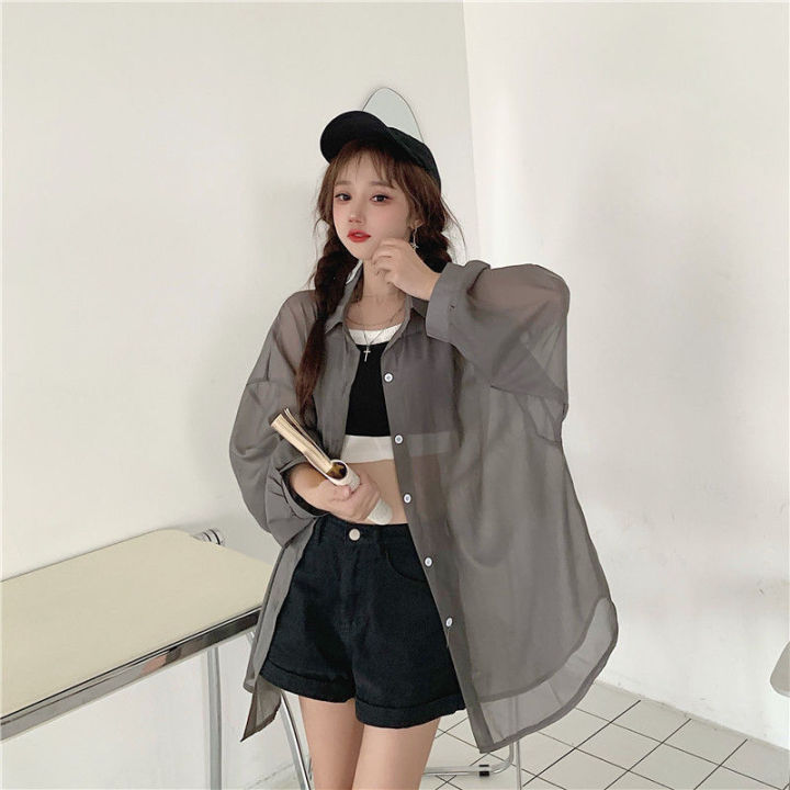 2022%20New%20Summer%20Long%20Sleeve%20Chiffon%20White%20Shirt%20Women%20Transparent%20Button%20Sun%20Protection%20Ladies%20Blouse%20Beach%20Female%20Clothing%20-%20Image%202