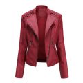 Brown Short Long Sleeve PU Coat Women Fashion Motorcycle Women Leather Jacket Spring and Autumn New Lady's Jaqueta.