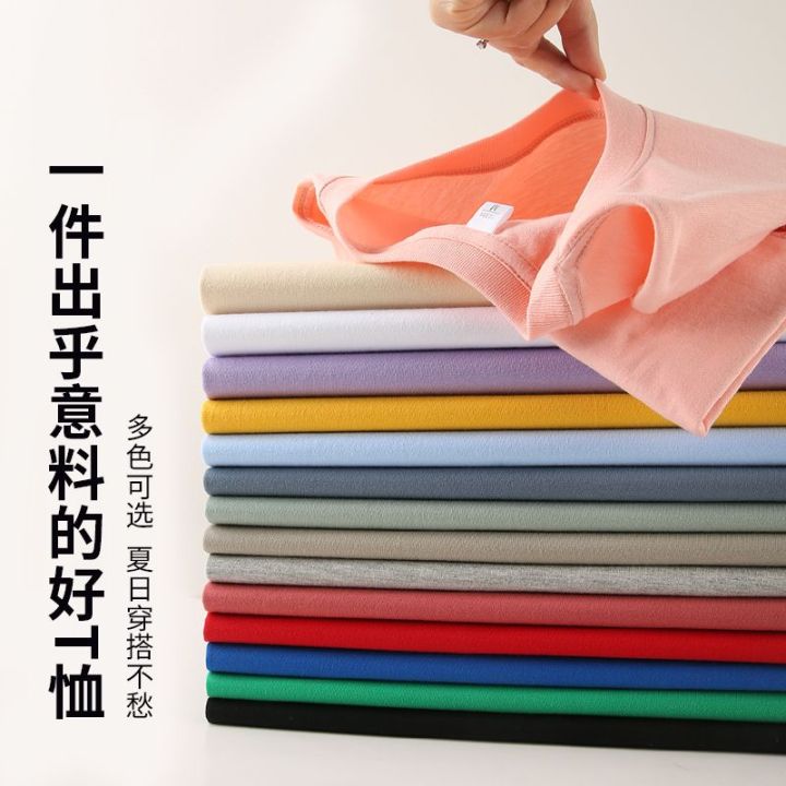 23New%20High-Grade%20Cotton%20Base%20Shirt%20Couple%20Short%20SleeveTT-shirt%20Men%20and%20Women%20round%20Neck%20Summer%20Solid%20Color%20Student%20Clothes%20-%20Image%209