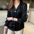 Long Sleeve Black White Blouse Tops Blouse Women Blusas Mujer De Moda 2023 V-neck Chiffon Blouse Shirt Blouses Femme Blusas E447.