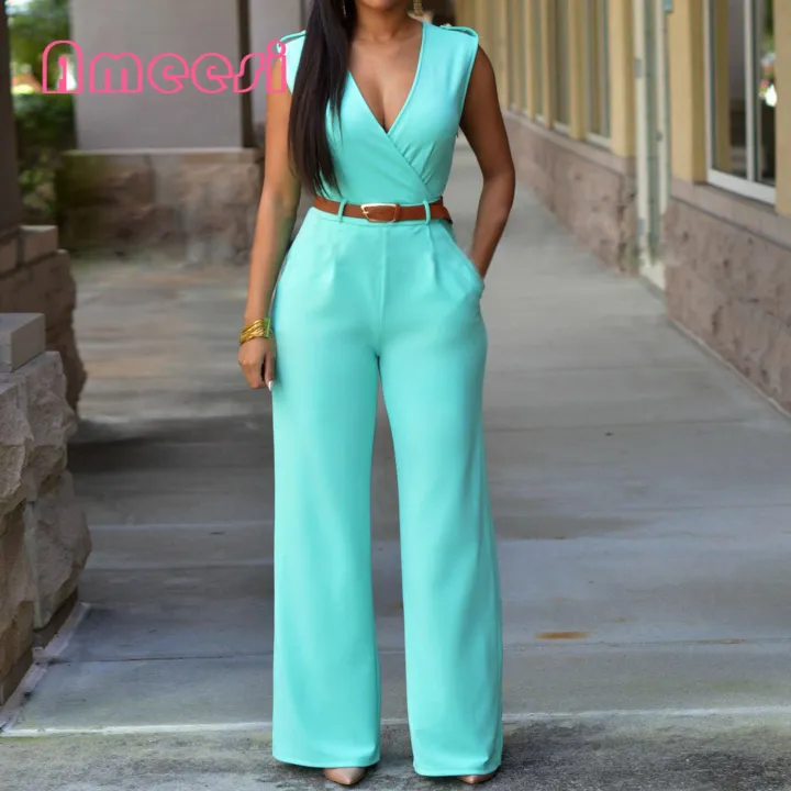 Office%20Jumpsuit%20Breathable%20Straight%20Pants%20with%20Belt%20Women%20Rompers%20-%20Image%205