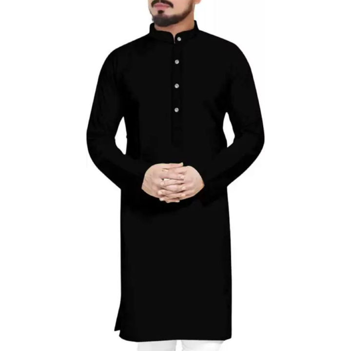 Mens premium whole black panjabi