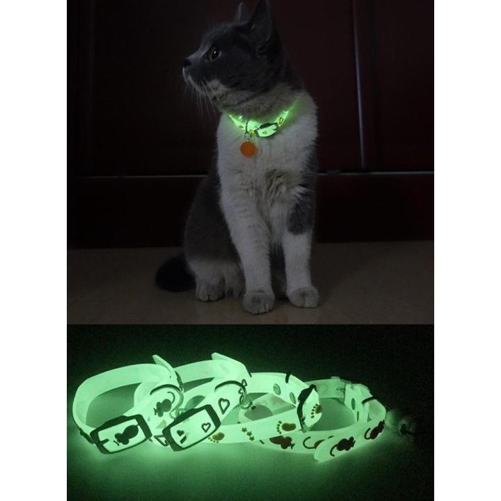 Cat Collar with Belll Night Glow Reflective Cats Collar Kitty Necklace Safety Kitten Neck Ring Breakaway Rubber - Cat Belt - Cat Belt
