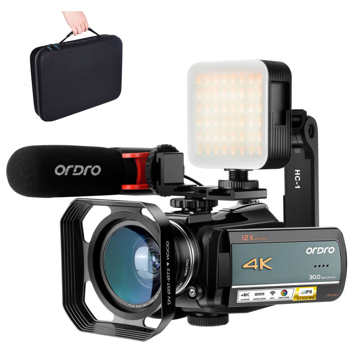 Live Streaming Camera 4K Digital Camcorder Ordro AC5PLUS 12X