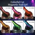LILYCUTE Sparkling 7ml Cat Magnetic Gel Nail Polish Double Light Rainbow Effect Semi Permanent Soak Off UV LED Varnish Manicure. 