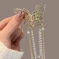 Pearl Tassel Butterfly Hair Claw Vintage Long Pendant Hair Clips Fashion Girl Hair Accessories. 