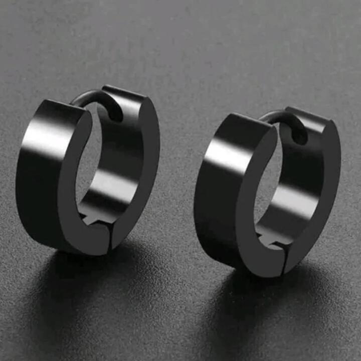 Black Stainless Steel Men's Earrings