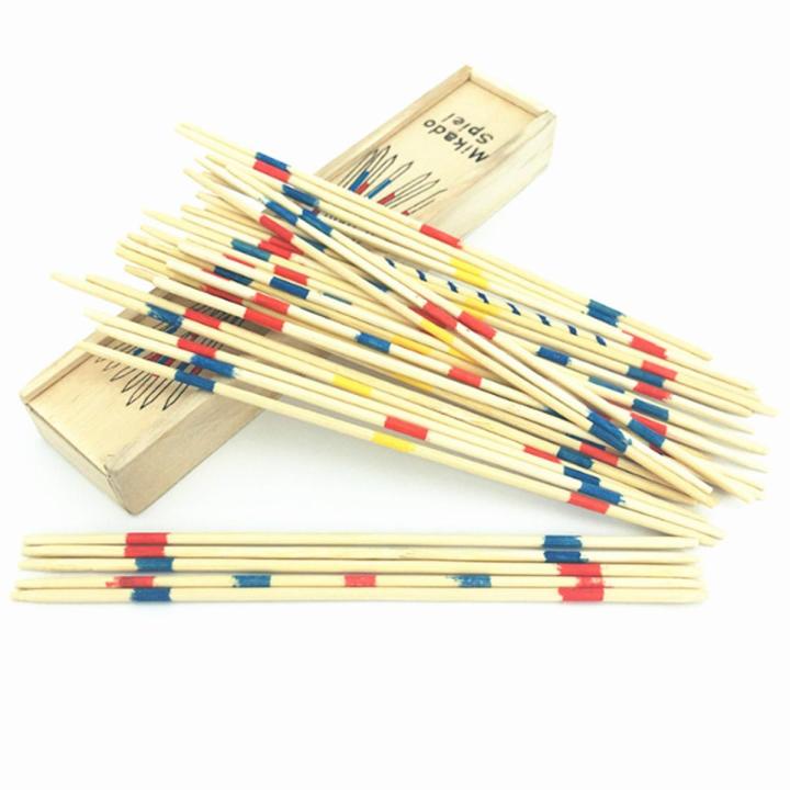 Educational Wooden Traditional Mikado Spiel Pick Up Sticks With Box Kids Funny Learning Game Classical Toys Gift