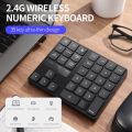 2.4G Wireless Numeric Keyboard Portable 35 Keys Financial Accounting Office Keyboard Built-in Rechargeable Battery Black-black. 