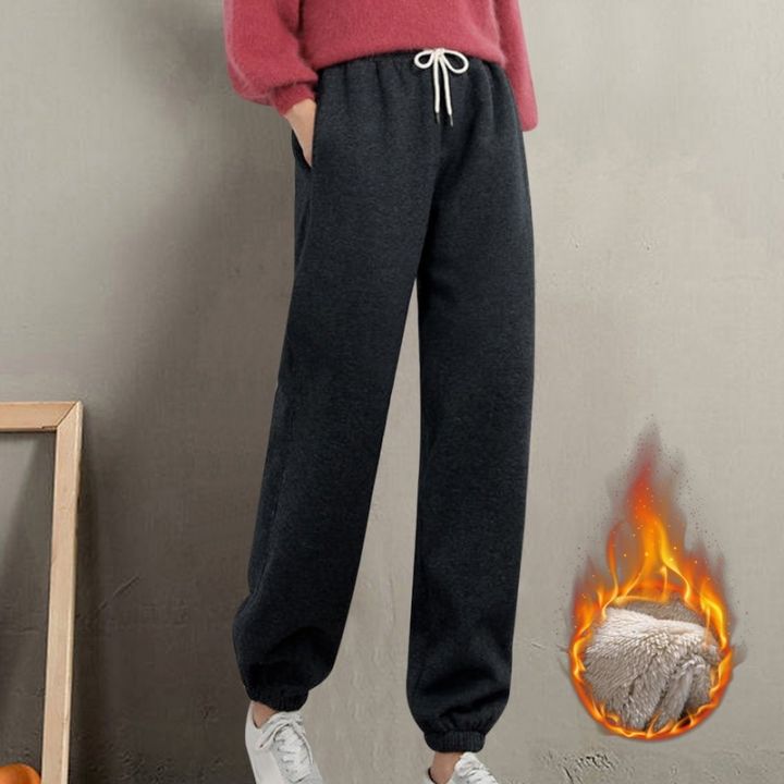 Winter%20Women%20Thicken%20Pants%20Gym%20Sweatpants%20Solid%20Color%20Warm%20Leggings%20Female%20Casual%20Elasticity%20Loose%20Sports%20Fleece%20Trousers%20-%20Image%206