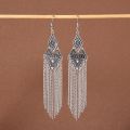 Retro Ethnic Women Jhumka Earrings Female Bohemian Vacation Flower Carved Long Tassel Earrings Gypsy Indian Jewelry Oorbellen. 