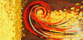 CNVS-734 48″ inch x 36″ Modern Abstract Art On Canvas Red And Gold.