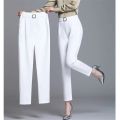White Pants Women Elastic High-waisted Haren Pants Fashion Wild Professional Suit Pants Office Ladies Trousers Black Khaki Pants.