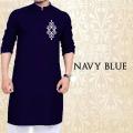 Stylish Semi Long Navy Blue Cotton Printed Punjabi For Men  Panjabi New Collection For Boys  Navy Blue Panjabi - Panjabi - Panjabi For Men - Panjabi - কাপল ড্রেস শাড়ি. 