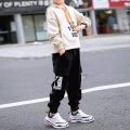 EACHIN Boys Pants Boy Letter Print Cotton Sweatpants Casual Korean Cargo Pants Fashion Teenage Kids Sport Multi-pocket Pants.