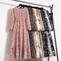Women Floral Printed Maxi Dresses Spring Summer Casual O Neck Full Sleeve High Waist A Line Boho Beach Party Long Dress Vestidos. 