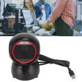 Desktop Barcode Scanner Global Shutter LED Indicator Prompt Tones Large Window Barcode Reader for QR Market Bank Store. 