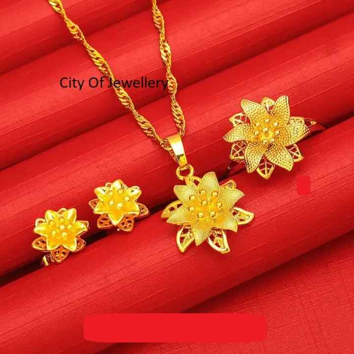 China%20gold%20plated%20flower%20degain%20loket%20necklace,earring%20&%20finger%20ring%20combo%20set%20for%20women%20-%20Image%203