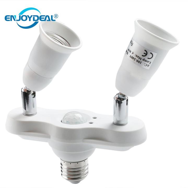 【Alizeker Mall】2in1 E27 Infrared Motion Sensor LED Light Pop Socket Set Adapter Converter Splitter Light Holder Lamp Base Holder for LED Bulb