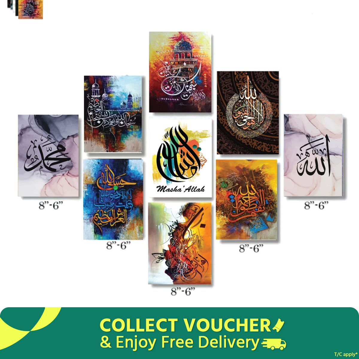 PVC board calligraphy wall decoration items 9 piece set for room decoration