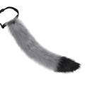 Fox Ears Tail Cosplay Props Set, Hair Clip Ears Adjustable Tail Size Imitation Fox Costumes for Carnival Costume Party Girls , Gray Black.