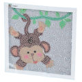 Rhinestone Painting Kit Shiny Cartoon Cute Monkey Pattern Simple Operation DIY 5D Art 17x17cm.