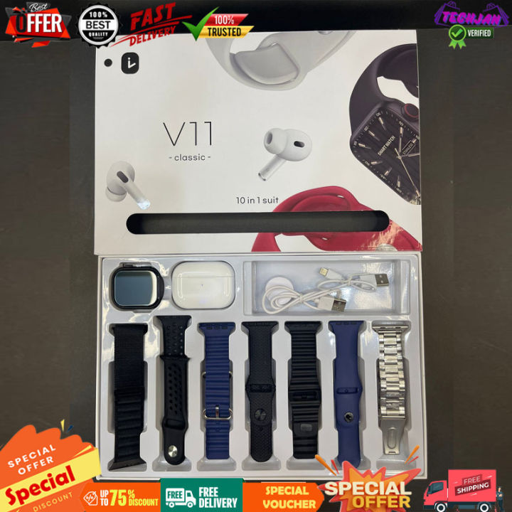 V11 Classic 10in1 Suit Smart Watch with Airpods