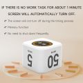 Promodoro Rotating Productivity Timer 5, 25, 10, 50 Minutes Preset, Desk Cube w/Gravity Sensor for ADHD, Mute Functions, Ideal for Work, Study, Kitchen, Back to School (White). 
