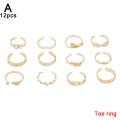 12PCS Barefoot Finger Rings Summer Women Rings Arrow Knot Star Moon Foot Set Jewelry Accessories Shapewear.