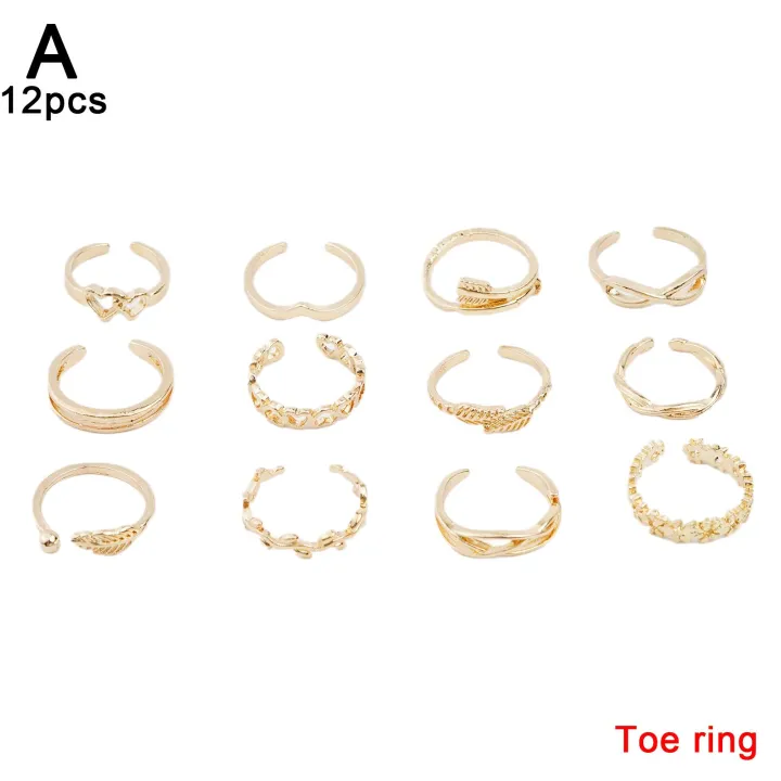 12PCS%20Barefoot%20Finger%20Rings%20Summer%20Women%20Rings%20Arrow%20Knot%20Star%20Moon%20Foot%20Set%20Jewelry%20Accessories%20Shapewear%20-%20Image%207