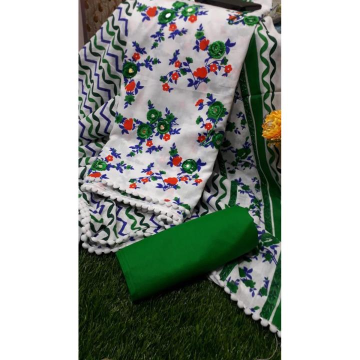 Joypuri Ari Work Unstitched Three Piece Shalwar Kameez {3 Piece} - Dress For Girls - 3 Pice Dress - Three Piece - 3 Pice Dress
