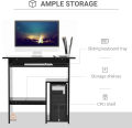 RoyalDecor Compact Small Computer Table Wooden Desk Keyboard Tray Storage Shelf Modern Corner Table Home Office Black.