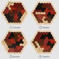 Hexagonal Wooden Puzzles IQ Game Educational Toys For Children Kids Adults Tangram Board IQ Brain Teaser Montessori Toys Gifts.