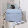Solid Square Women Crossbody Bags Wide Fabric Strap Crossbody Bag Ladies Fashion Handbags Zipper Leather Women Shoulder Bags.