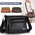 PU horizontal men's shoulder bag, crossbody business commuter men's bag, autumn new casual men's work bag.