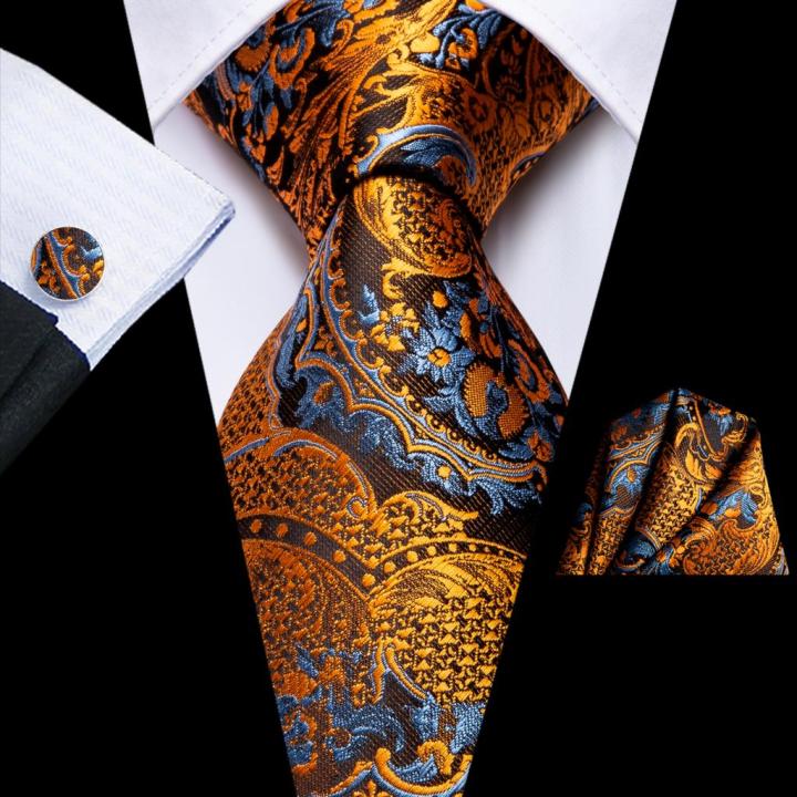 Hi-Tie%20100%25%20Silk%20Luxury%20Mens%20Ties%20Floral%20Black%20Gold%20Ties%20Paisley%20NeckTie%20Pocket%20Square%20Cufflinks%20Set%20Men's%20Wedding%20Party%20Tie%20-%20Image%203