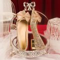 Women's Wedding Shoes with Thick Heels2023Year New Bridal Shoes Not Tired Feet Pregnant Women Crystal High Heels Xiuhe Two-Way Wear. 