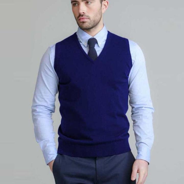 Navy Blue Woolen Fashionable Sweater for Man