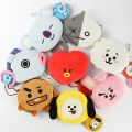 KPOP BTS BT21 Mini Zip Wallet Cartoon Plush Doll Coin Purse Bag Key Bag Pendant. 