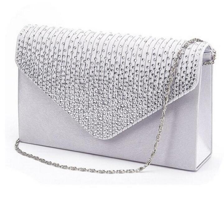 Waist Bag Ladies Large Evening Satin Diamante Ladies Clutch Bag Party Envelope Bag