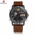 Naviforce NF9095 - Coffee Leather Wrist Watch for Men. 