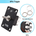 Momentary 6 Pin 3 Position (ON)-Off-(ON)UP/Down Polarity Reverse Switch Black Plastic,Metal.