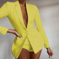 Lady Blazer One Button Straight Lapel Suits Jacket. 