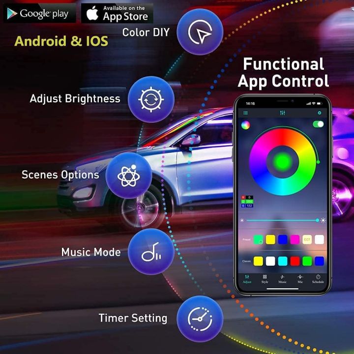 Car%20LED%20Strip%20Lights%20LED%20Multicolor%20RGB%20Car%20Interior%20Lights,5%20in%201%20with%20236%20inches%20Fiber%20Optic%20Ambient%20Lighting%20Kits%20-%20Image%202